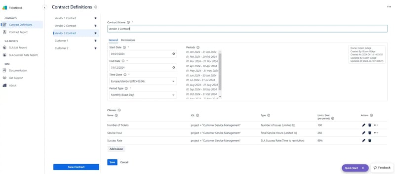 TicketBook - Sample Contract Definition