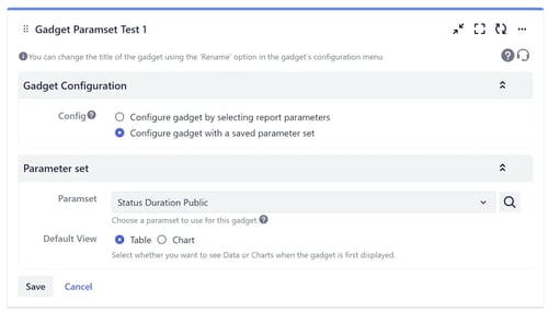 Timepiece- Time in Status gadget showing how to Configure Timepiece Gadgets with Parameter Sets