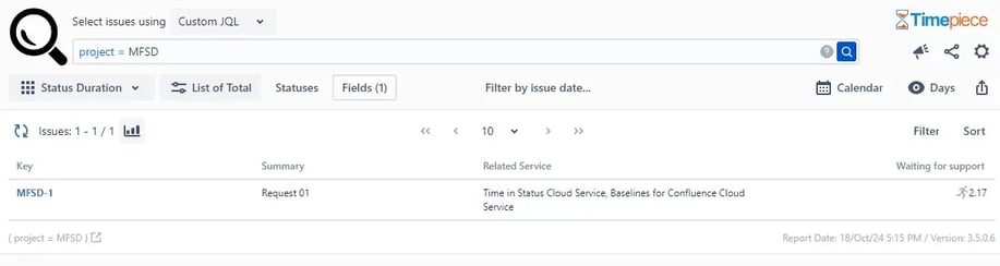 Here, the Relates Service is an Asset Objects field, showing the assets selected in field